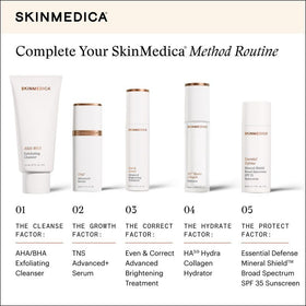 SkinMedica before and after composite indicating improved texture and visible fine line reduction