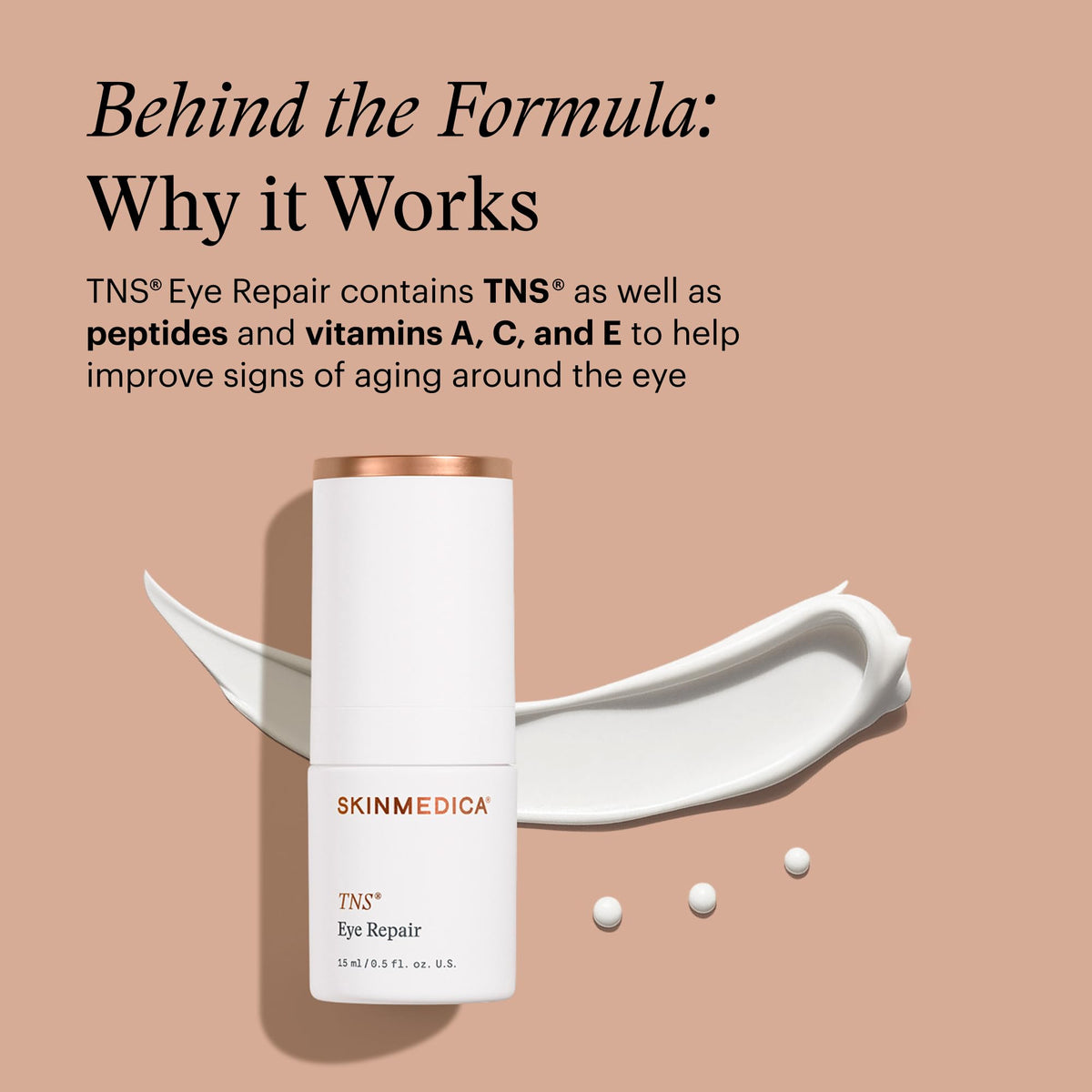 SkinMedica under-eye application with gentle tapping, promotes smoother look