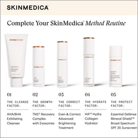 SkinMedica tube on a bathroom shelf in lifestyle setting showing daily routine integration