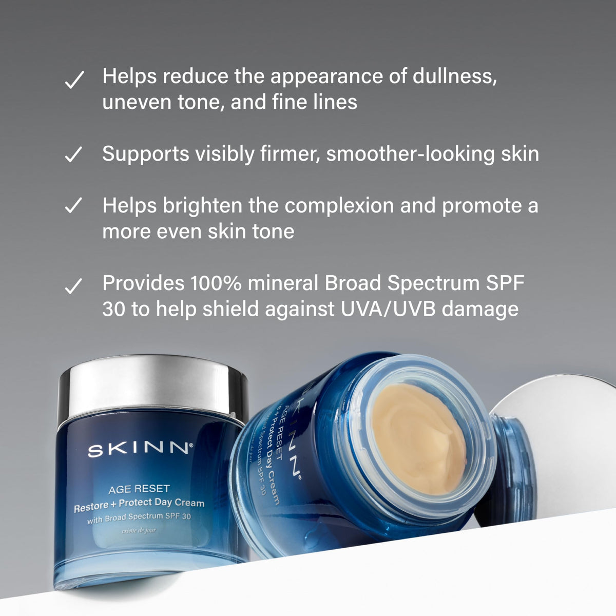 SKINN ingredient label with peptides and Chebula benefits