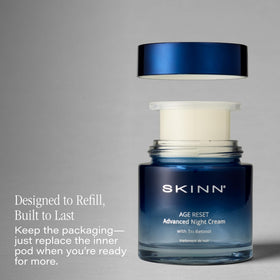 SKINN jar on bedside table representing nightly routine and relaxation