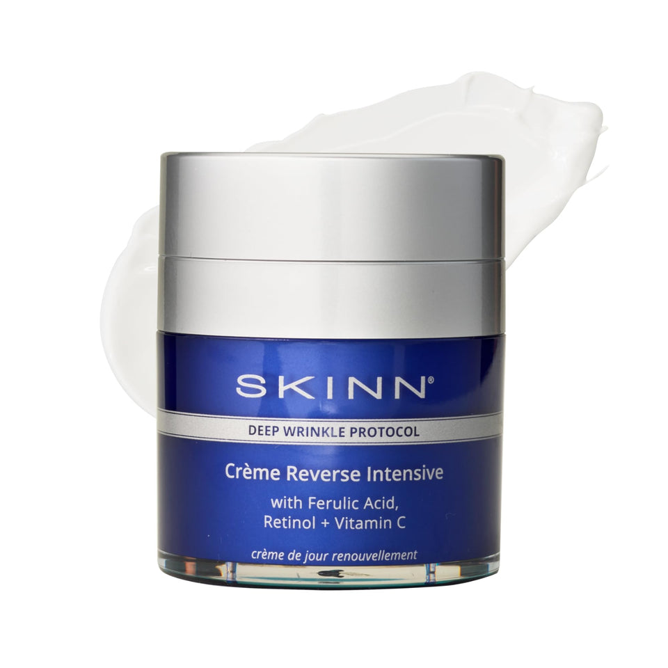 SKINN front jar view showing premium packaging and anti-aging benefits
