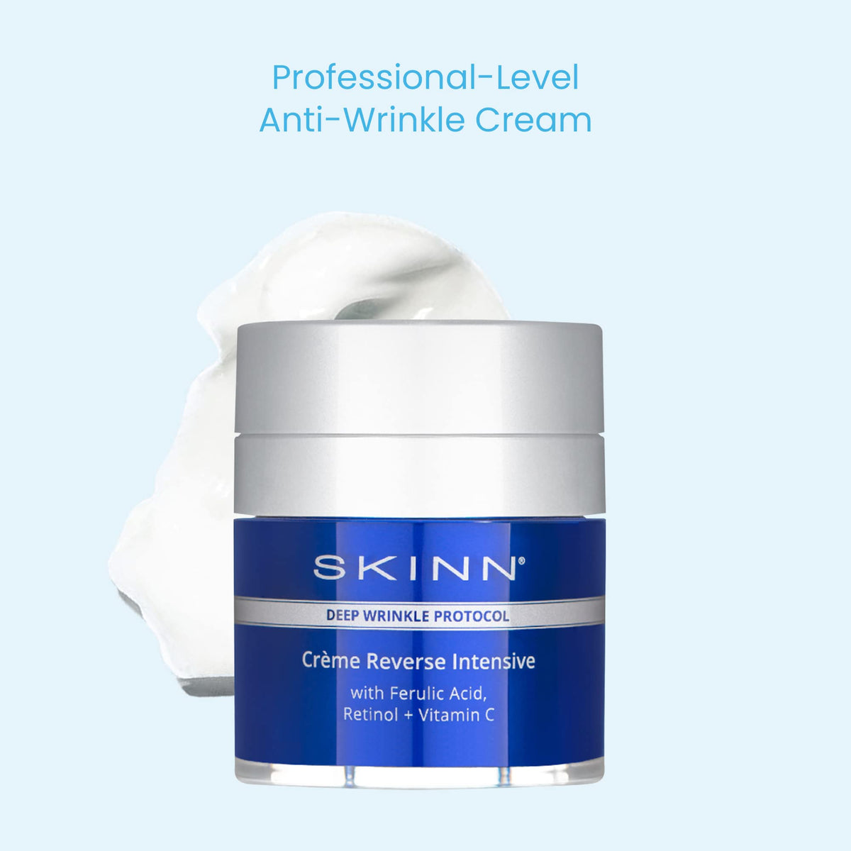 SKINN open jar revealing rich cream texture that smooths and hydrates