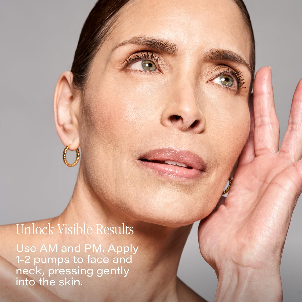 SKINN bottle label detail focusing on active ingredients, communicates potent formulation