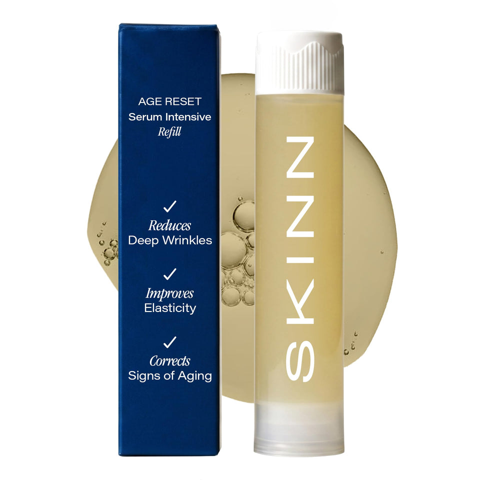SKINN refill front packaging showing product and brand benefits
