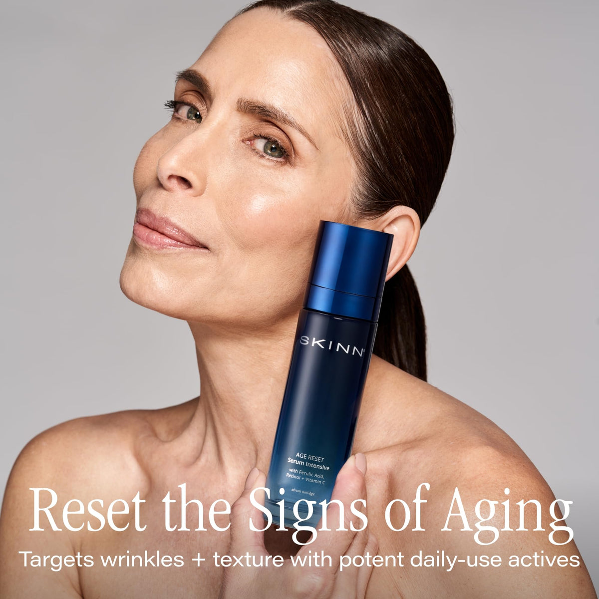 SKINN pipette dispensing a serum drop, highlights precise application and lightweight feel