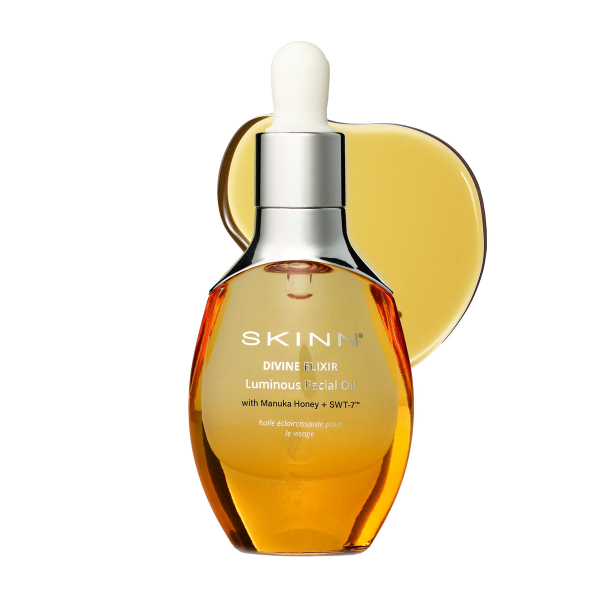 SKINN front packaging showing bottle and glow benefits