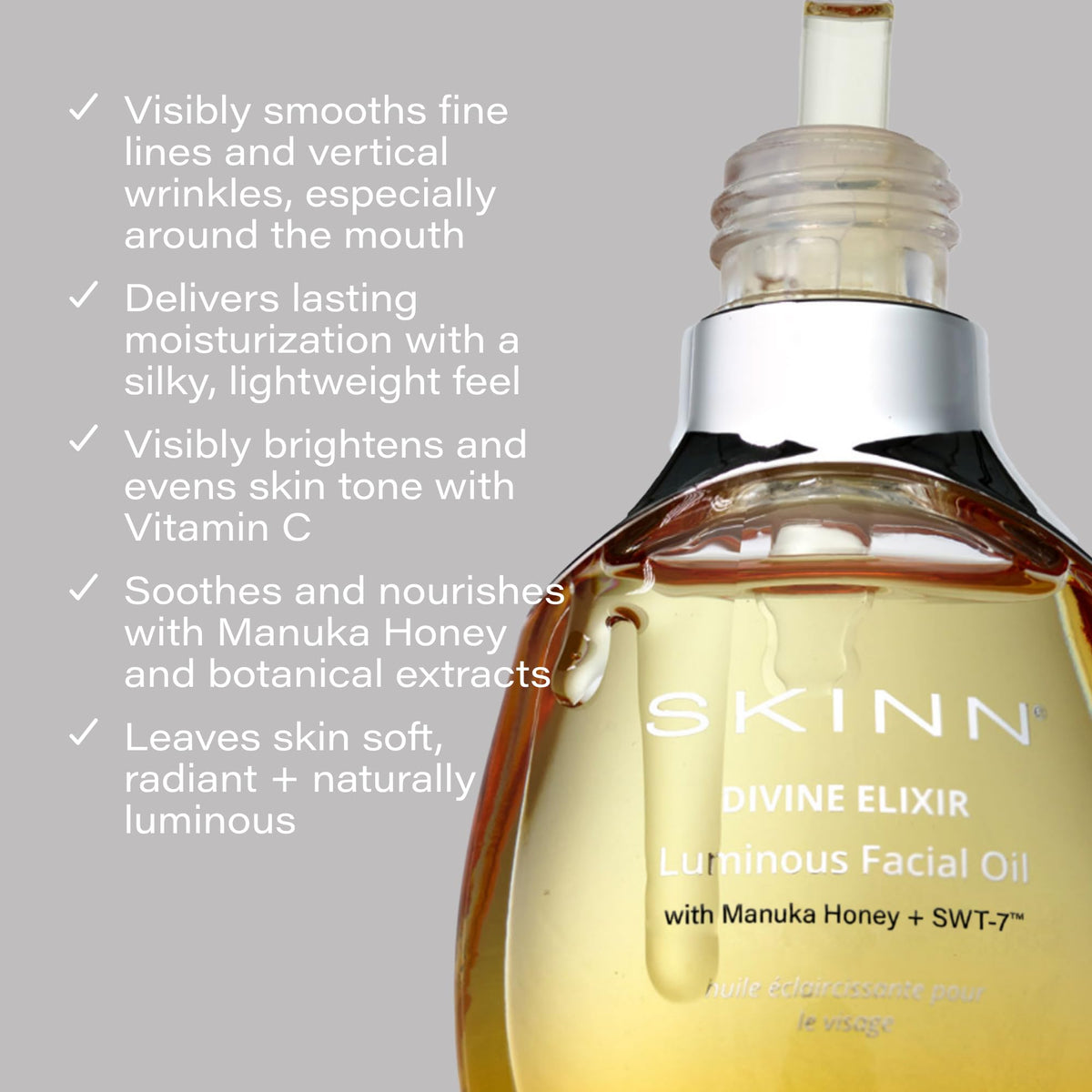 SKINN texture close-up highlighting lightweight, non-greasy feel