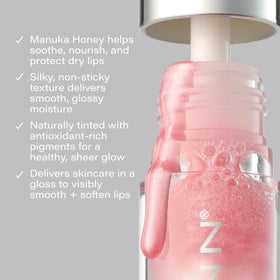 SKINN glossy oil drop showing lightweight texture and glassy shine benefit