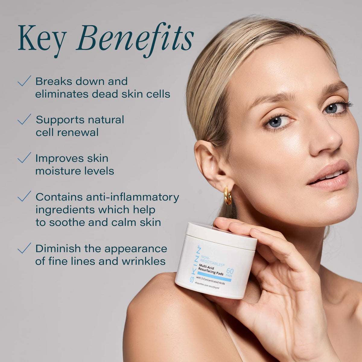 SKINN pad close-up soaked texture highlighting even solution and exfoliating action