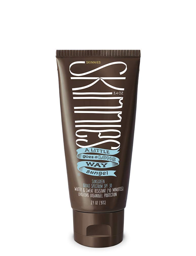 Skinnies front tube showing branding and SPF30 for easy identification