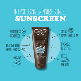 Close-up gel texture of Skinnies Sungel highlighting concentrated formula