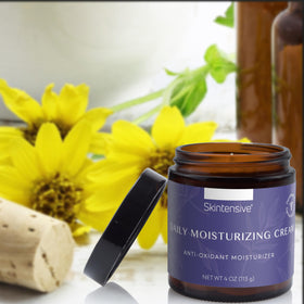 SKINTENSIVE being used in a morning routine on face for lightweight moisture