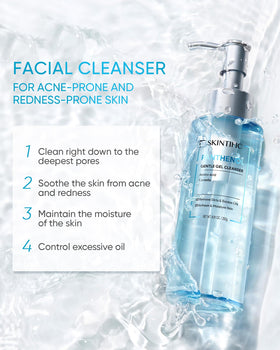 SKINTIFIC cleanser poured into palm highlighting foam ease and mildness