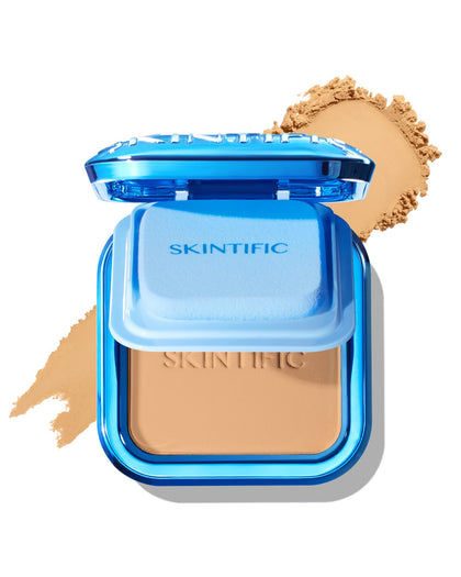 SKINTIFIC compact front view showing shade 04 Beige and sleek packaging for everyday convenience