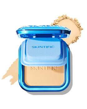 SKINTIFIC compact front packaging showing shade and sleek design for easy travel