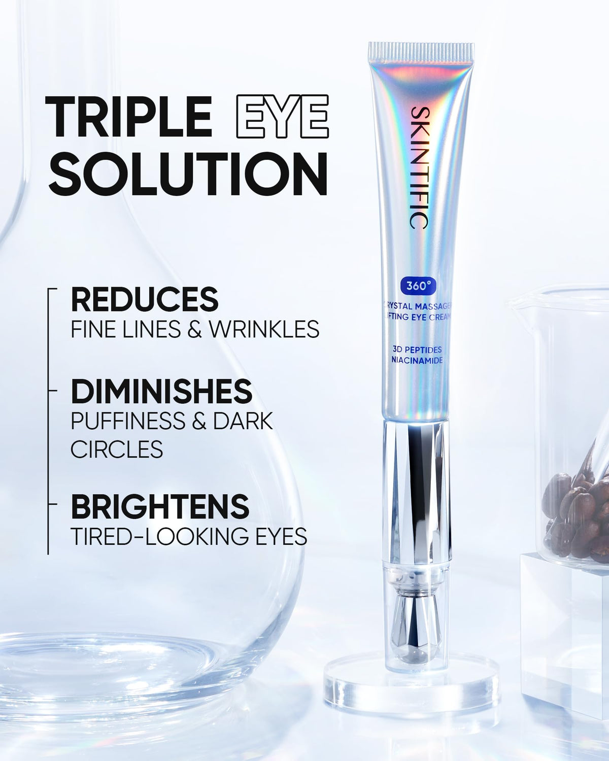 SKINTIFIC crystal tip close-up highlighting cooling massager action