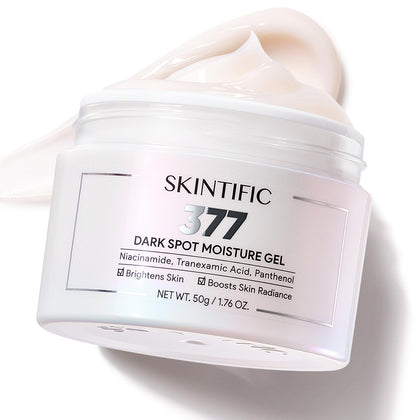 SKINTIFIC jar front view showing product and clean design benefits clear branding