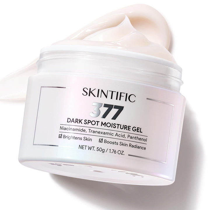 SKINTIFIC jar front view showing product and clean design benefits clear branding