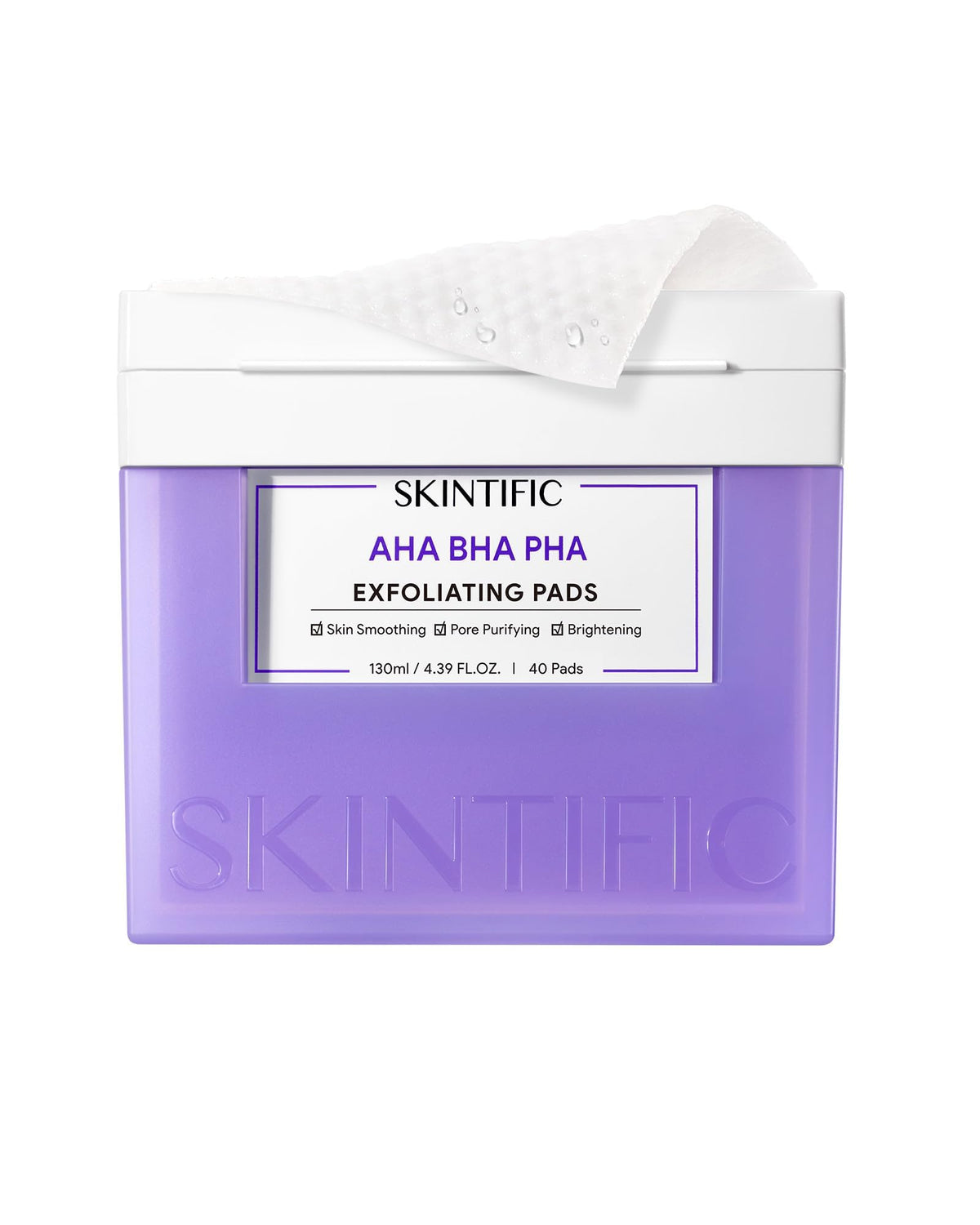 SKINTIFIC front packaging showing bottle and label, clear benefit visible