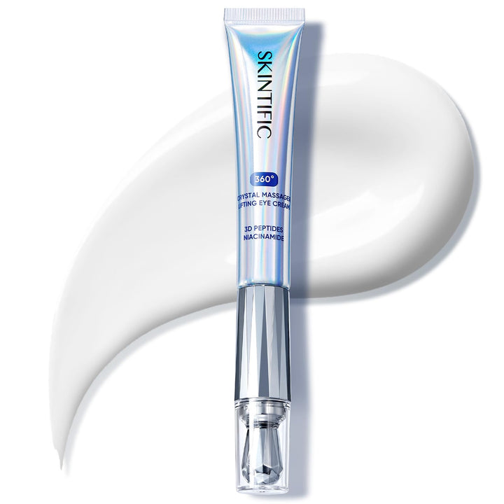 SKINTIFIC front packaging with crystal massager showing product benefit
