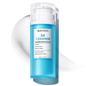 SKINTIFIC front packaging showing moisturizer jar and clear benefits
