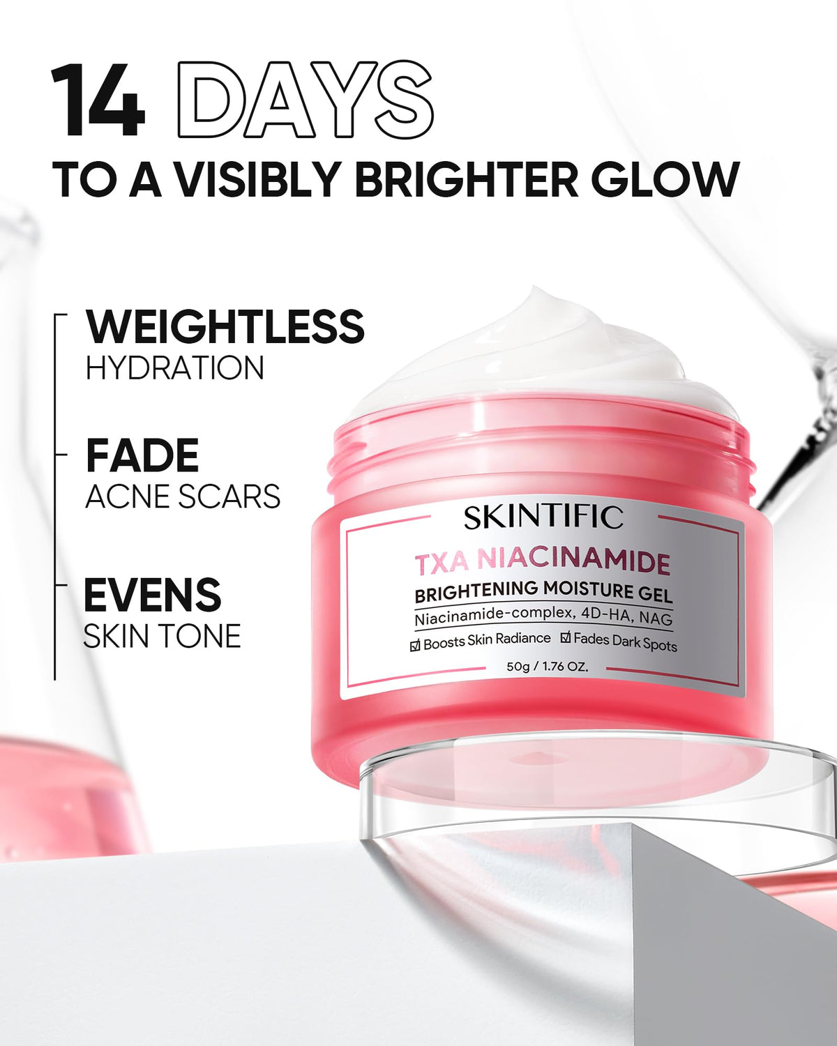 SKINTIFIC jar open top view revealing smooth cream consistency and hydration