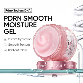 SKINTIFIC open jar close-up of smooth gel texture, highlights fast absorption