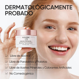 SKINTIFIC label close-up showing active list and dermatologist-tested benefit