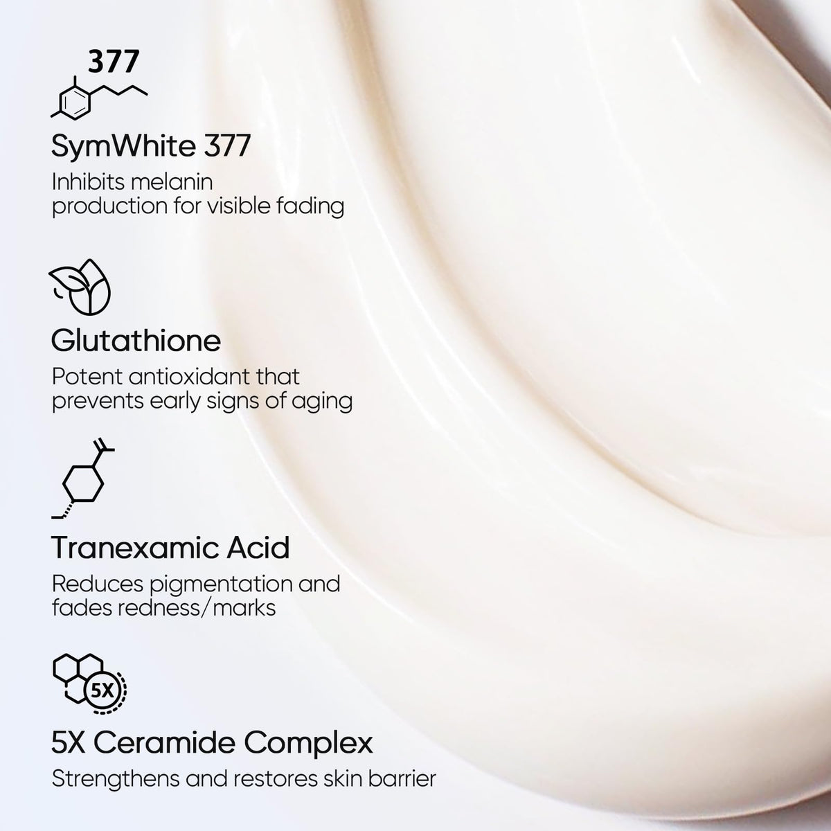 SKINTIFIC product label and ingredients list showing key actives for fading spots
