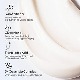 SKINTIFIC product label and ingredients list showing key actives for fading spots