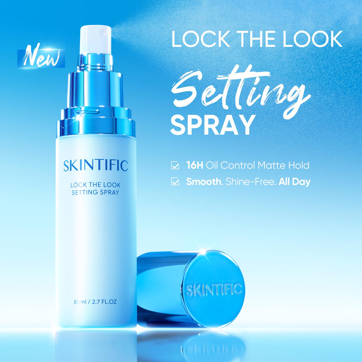 SKINTIFIC ultra-fine mist close-up demonstrating even cooling application and coverage
