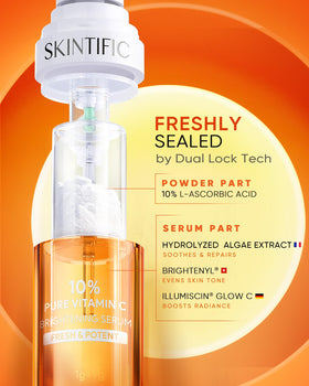 SKINTIFIC powder chamber detail, shows pure vitamin C powder stability benefit