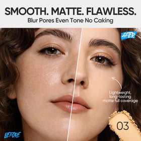 SKINTIFIC close-up of pressed powder texture highlighting smooth pore-blurring benefit