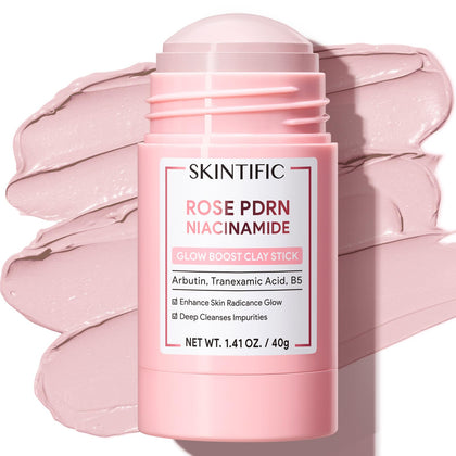 SKINTIFIC front packaging shot showing the clay stick and benefits