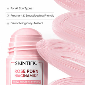 SKINTIFIC clay stick held in hand to show compact travel-friendly size