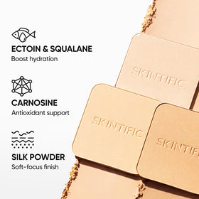 SKINTIFIC compact next to common items showing size and portability benefit