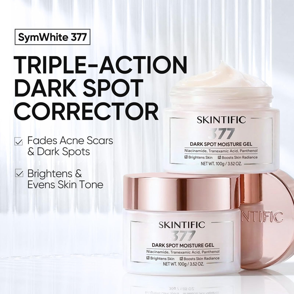 SKINTIFIC gel texture close-up demonstrating lightweight, non-greasy hydration