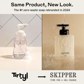 Skipper foam on hand texture illustrating moisturizing lather