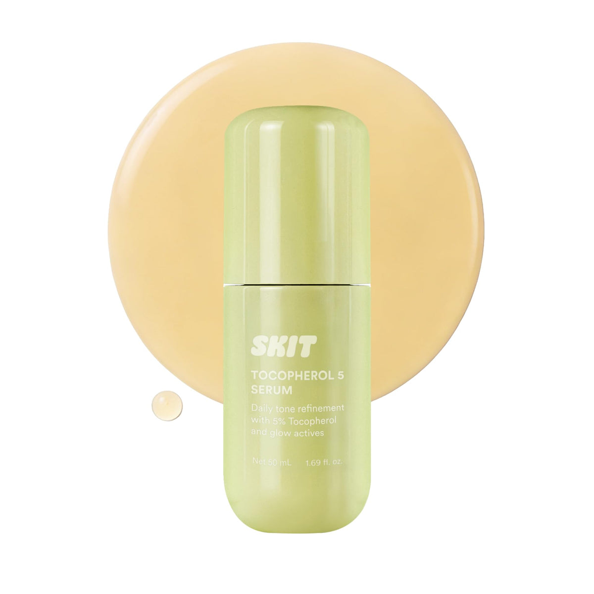 Skit front bottle view showing clean antioxidant serum packaging and easy use
