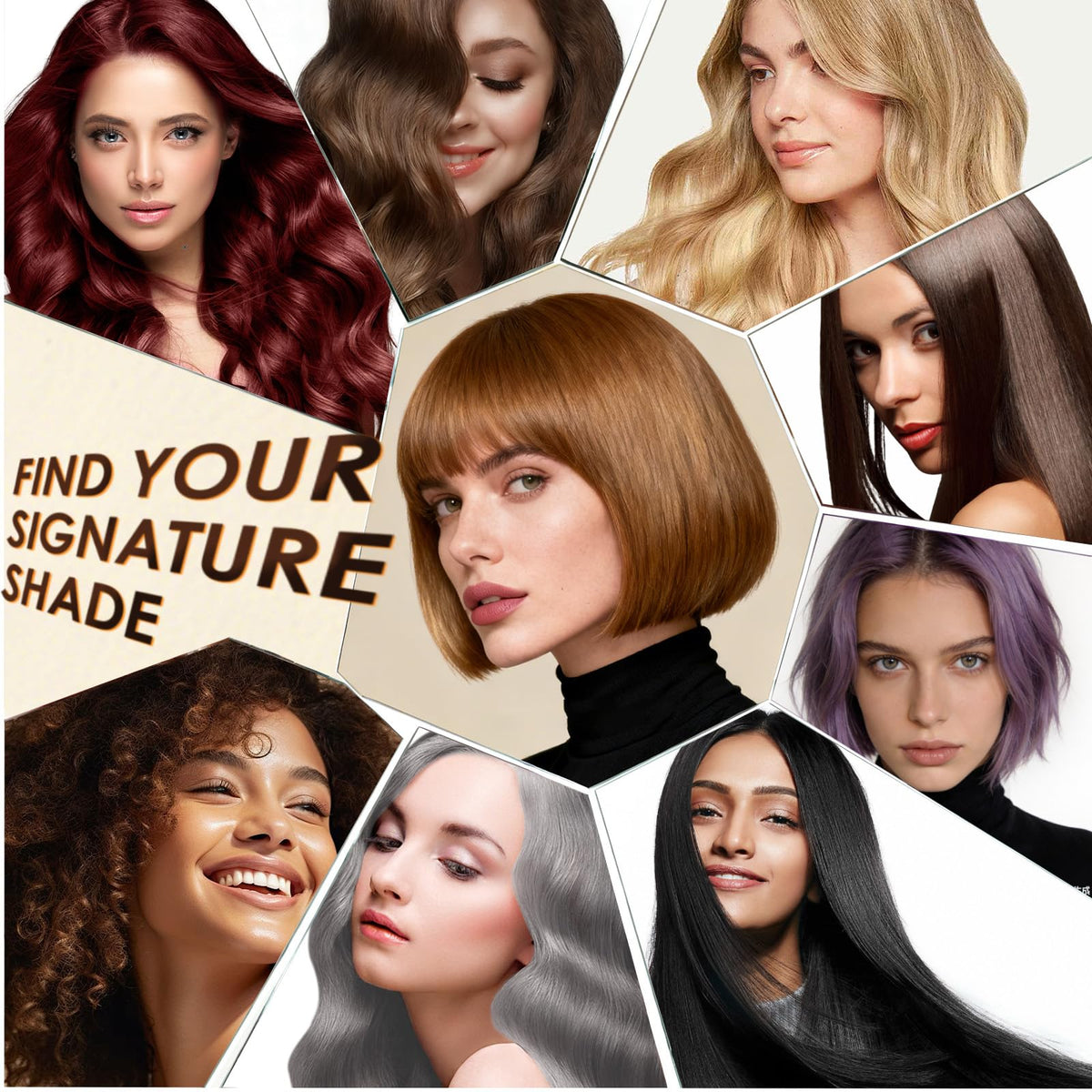 Sklight lifestyle image of model with wine red hair showing salon-like finish
