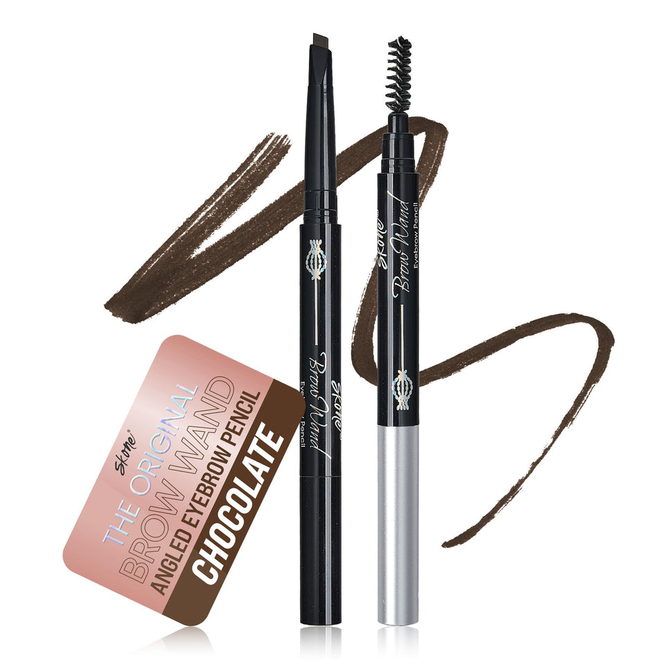 Skone Brow Wand front packaging showing Chocolate shade and benefits
