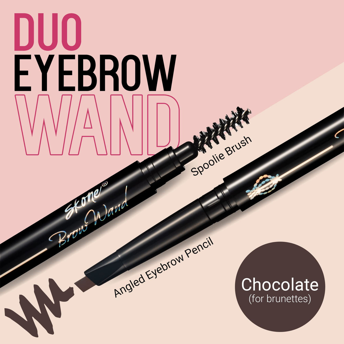Skone Brow Wand pencil tip closeup demonstrating precise hair-like strokes