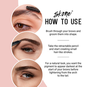Skone Brow Wand texture swatch showing creamy, pigmented, waterproof finish