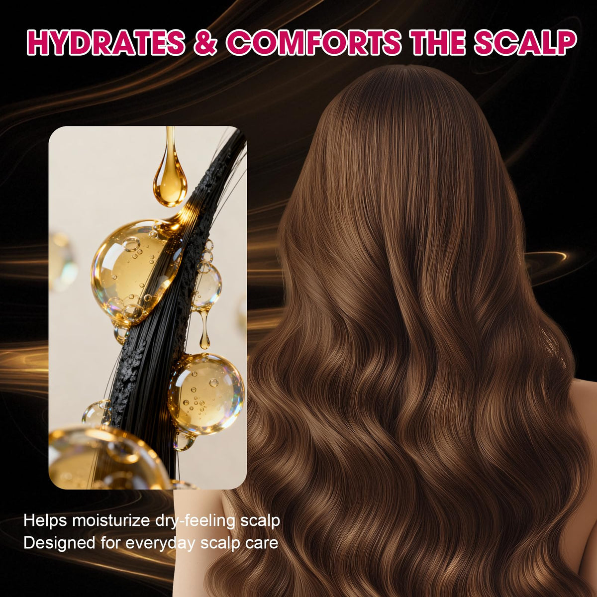 SKSOYT applying serum to scalp demonstrating targeted hydration and scalp comfort