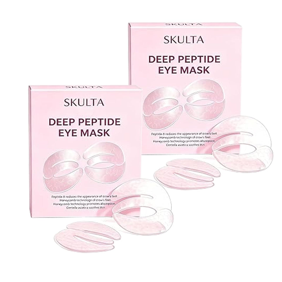 Skulta front packaging of three-piece eye mask showing contents and easy-to-use design