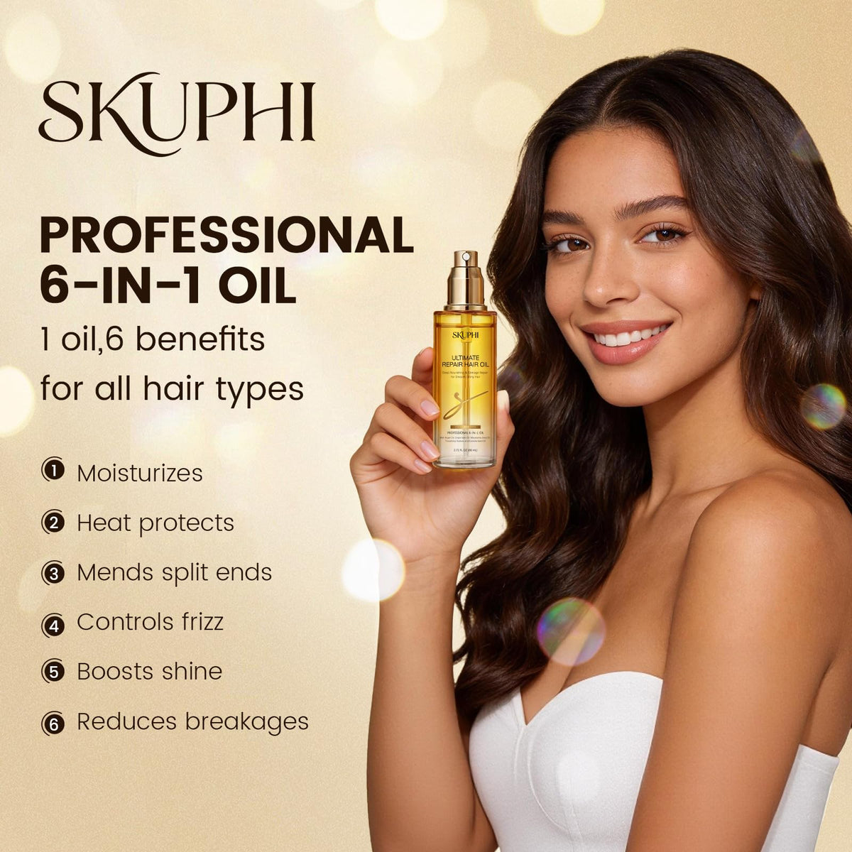 SKUPHI composition with argan, grape seed and macadamia oils showing nourishing blend