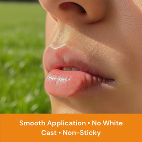 Sky and Sol applied on lips demonstrating smooth, glossy, plump finish
