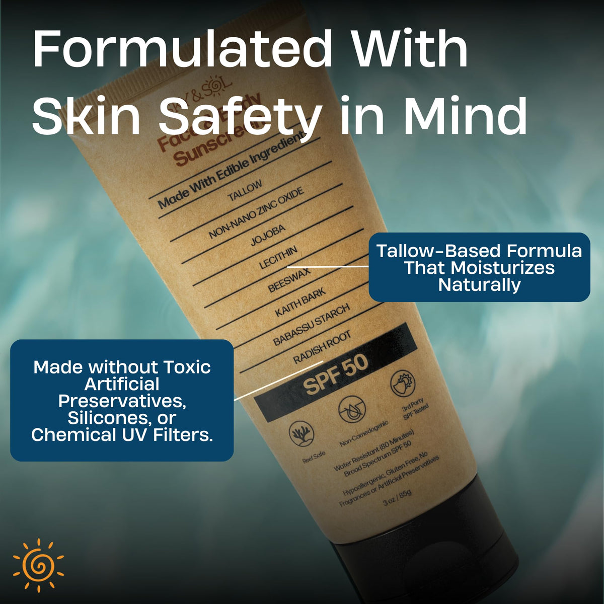 sky and sol sunscreen used at beach showing reef-safe outdoor protection