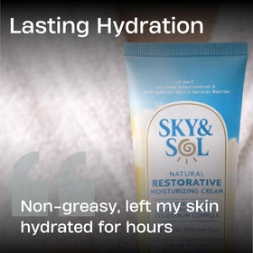 Sky and Sol jar in bathroom setting showing everyday natural skincare use